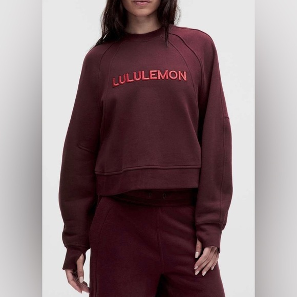 NWT Lululemon Oversized Scuba Pullover Wordmark Garnet Sz M/L - Picture 1 of 9
